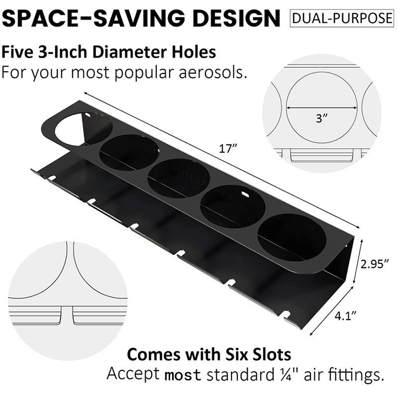 Wall-Mounted Paint Can Storage Rack Black 1-Piece Five-Hole Storage Rack Portable Iron Storage Rack