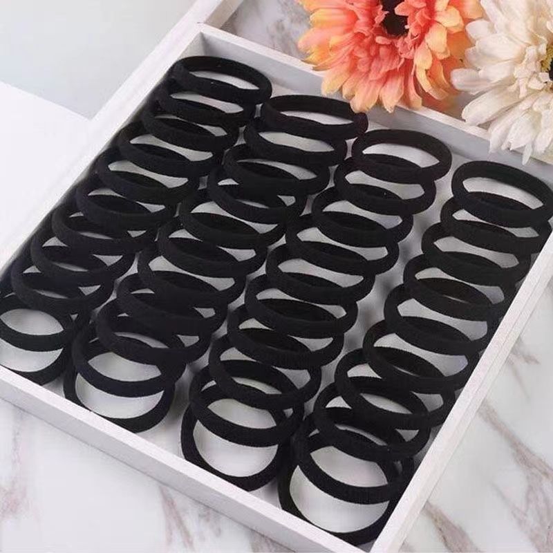 Black high elastic hair rope towel hair ring Amazon 4CM seamless hair rope Korean leather band hair accessories women wholesale