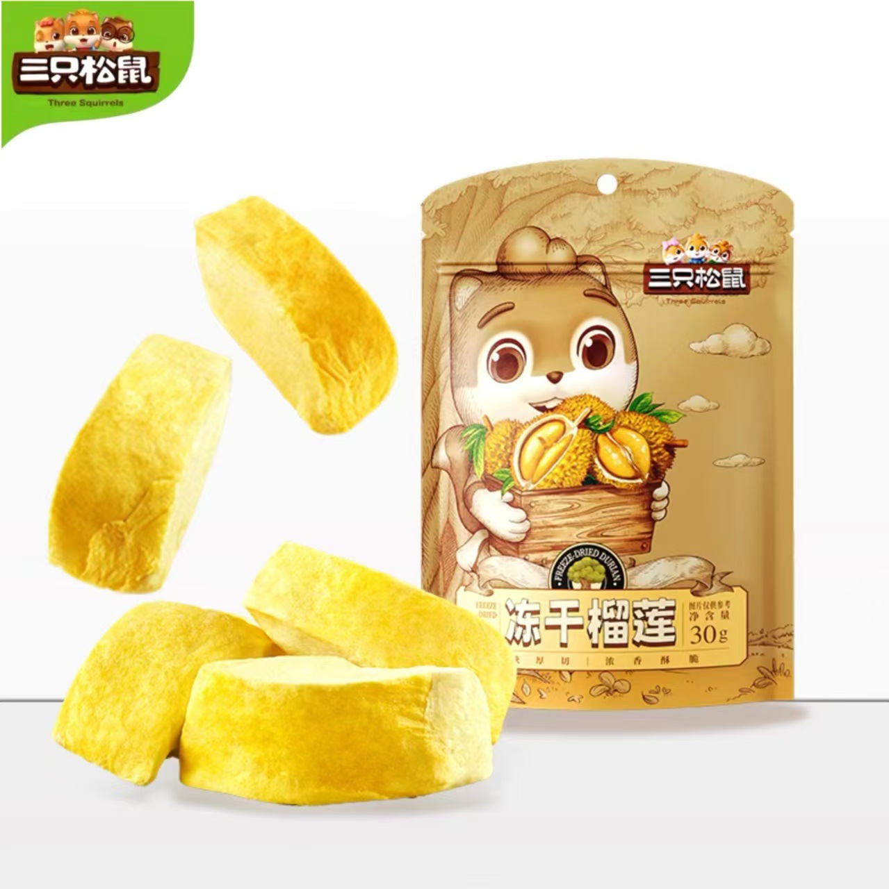 Три белки, замороженный дуриан 30г, закуски, новая упаковка