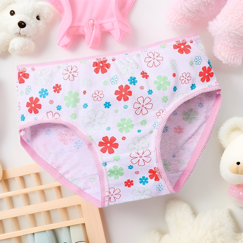 Брифы для женщин из 100% хлопка, милые принтованные для девочек