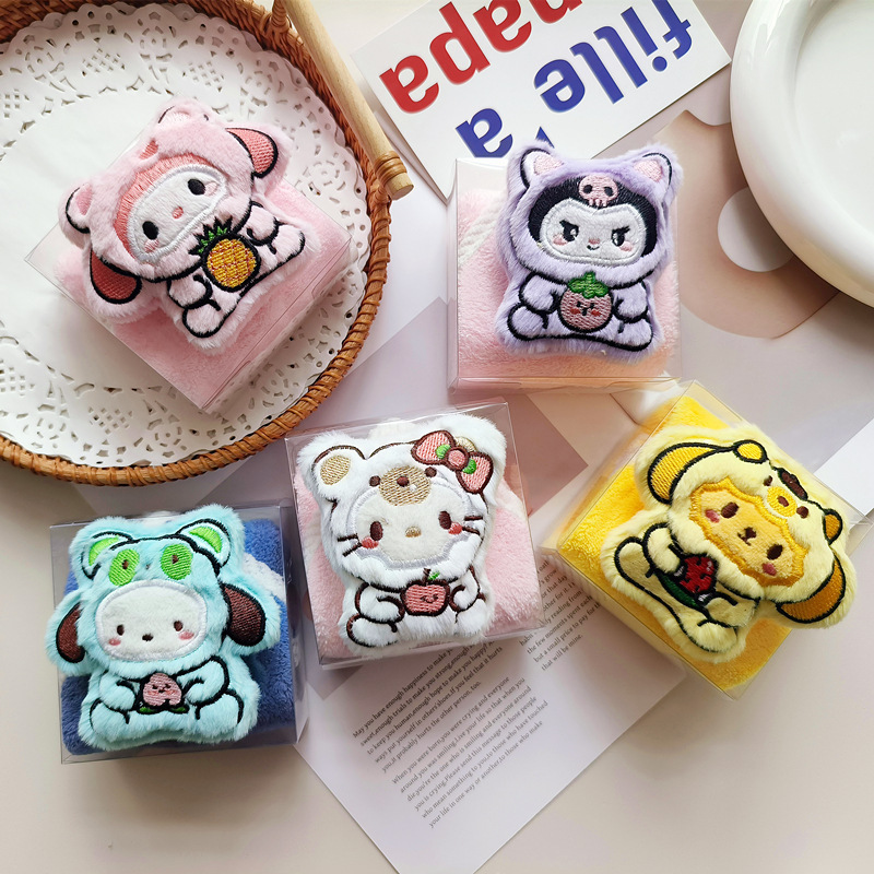 Sanrio Melody Towel Hanging Towel Boxed Kidsren's Cute Hanging Coral Velvet Hand Towel Baby Kindergarten