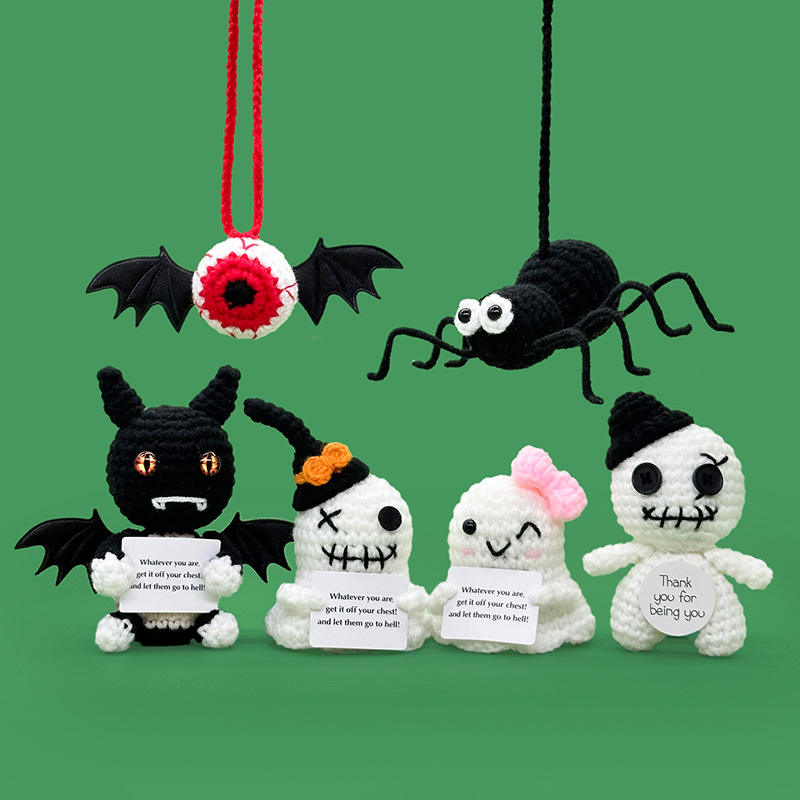 Cross-Border Amazon Handmade Knitted Doll Halloween Gift Ghost Little Devil Grim Reaper Emotional Plush Toy Wholesale