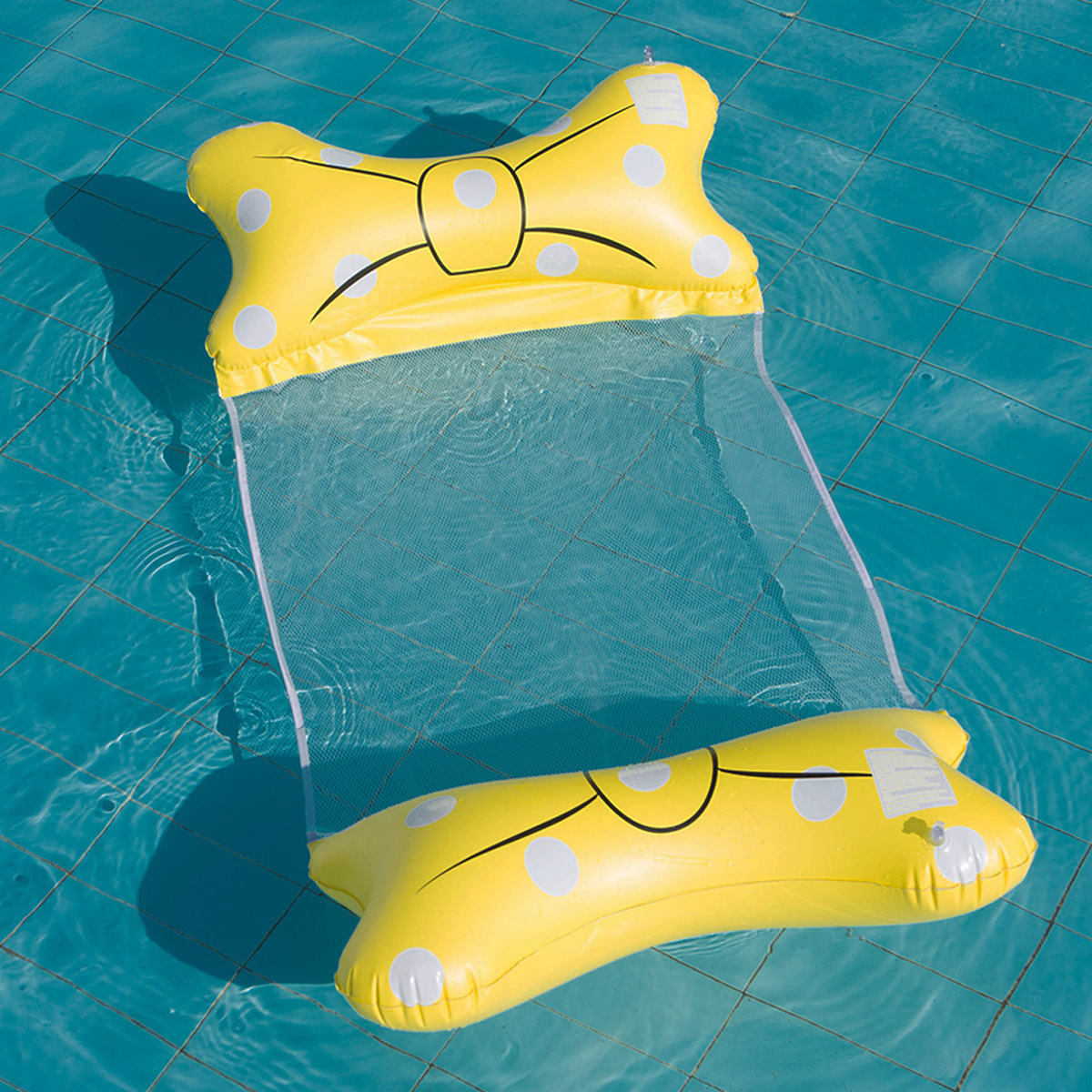 Cross-border new inflatable floating row outdoor foldable backrest mesh floating bed water supplies 2 tube recliner floating bed