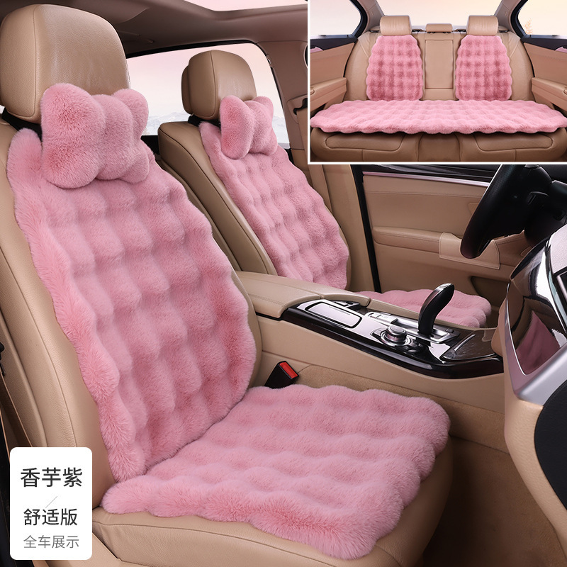 New Winter Car Seat Cushion Bubble Velvet Car Seat Cushion Rabbit Plush Warm Full Car Cover Seat Small Waist
