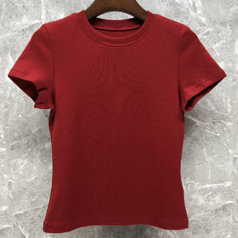 Дизайн для прямых трансляций с правым плечом 2025 короткий рукав популярный стройнящий топ