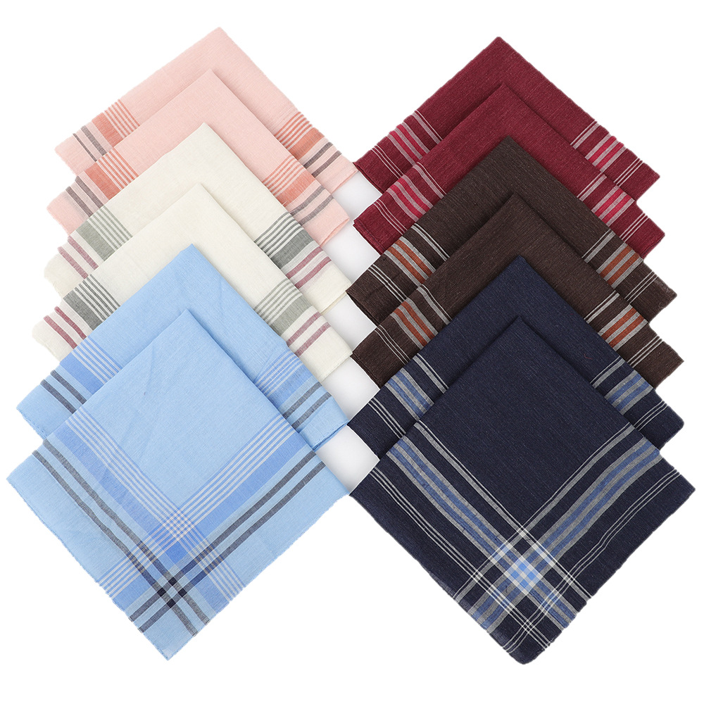 Cross-border men's shades mixed color plaid striped handkerchief polyester cotton handkerchief pocket towel old-fashioned nostalgic classic small handkerchief