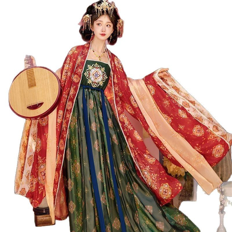 Tang Dynasty Han Dynasty for Women Adults [Tang Dynasty Princess] Hezi Skirt, Large-Sleeved Shirt, Full Set of Chest-Length Skirt, Ancient Costume, Spring & Fall