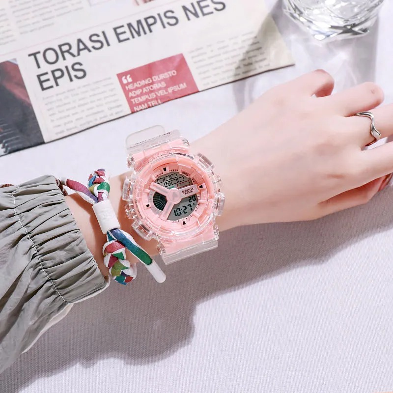 Factory direct supply new transparent Round LED men's couple student tide watch sports fashion electronic watch waterproof