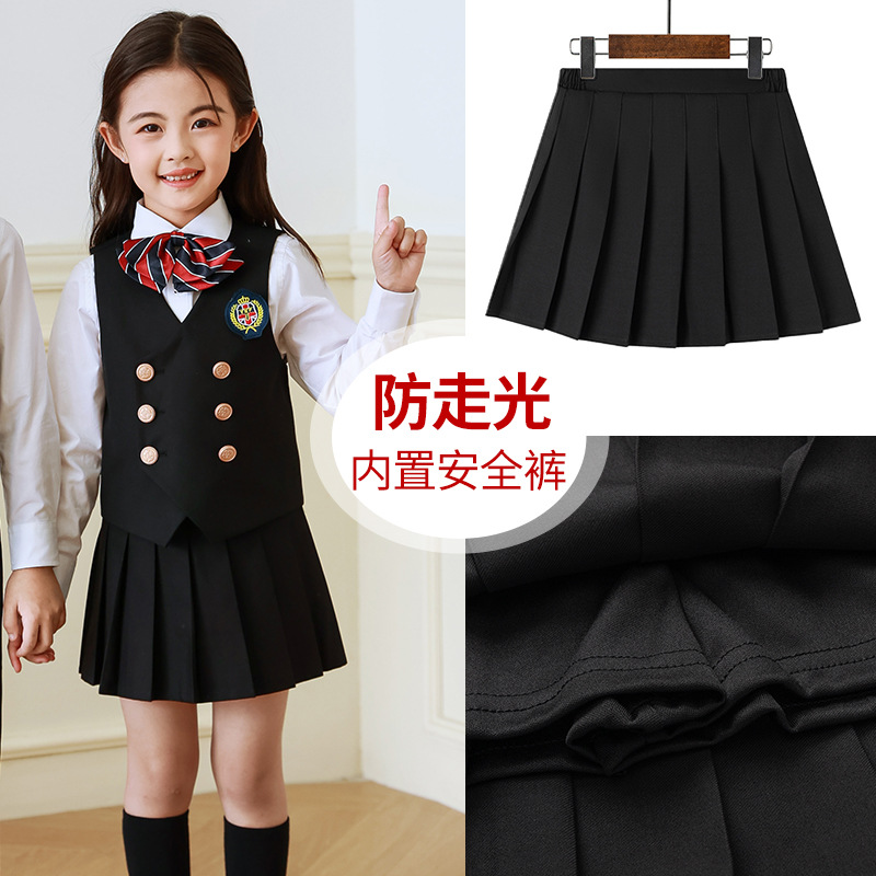 Girls' Skirt Pleated Skirt Korean 2024 New Children's All-match College Style Skirt Primary School Uniform