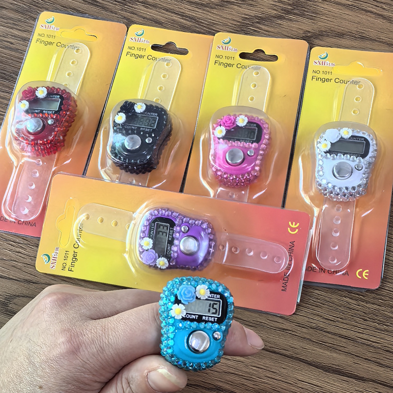 Foreign trade ring with flower drill counter counter point drill finger ring counter drill ring counter press