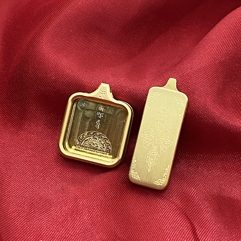Тибетская титановая сталь тханка коробка оболочка габу коробка односторонняя нержавеющая сталь подвеска золотая квадратная цветовая сохранность прямая поставка фабрики