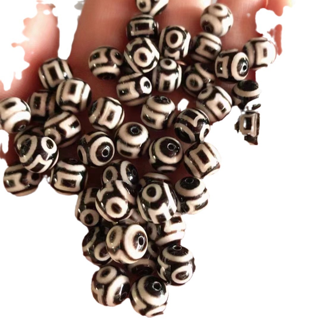Factory wholesale Xizang black and white bright surface 8mm day beads loose beads