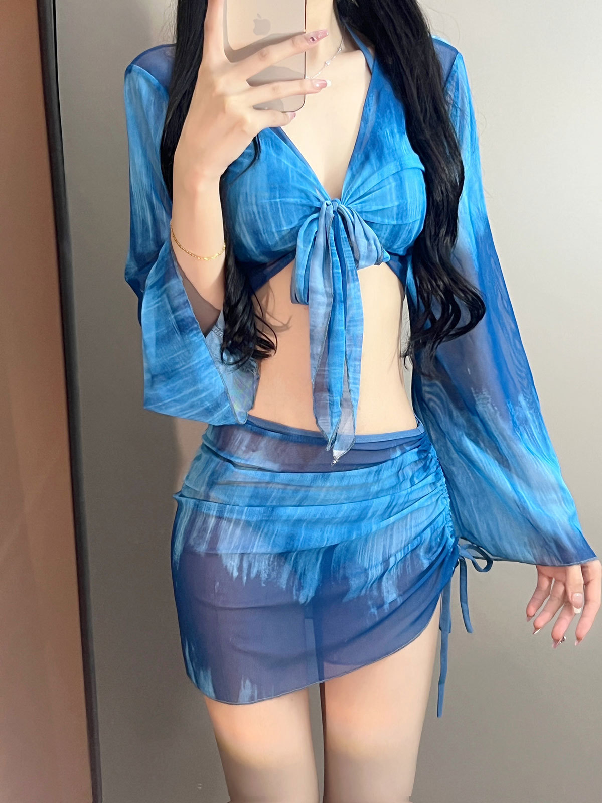 Cross-Border European and American Beach Sexy Bikini Four-Piece Split Bikini Swimsuit Women's Aliexpress New 2025