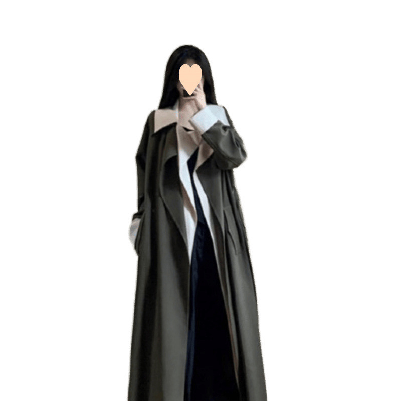 Korean Style Windbreaker Jacket 2025 Spring Style Windbreaker British Hepburn Style Good-Looking Winter Long Coat Loose