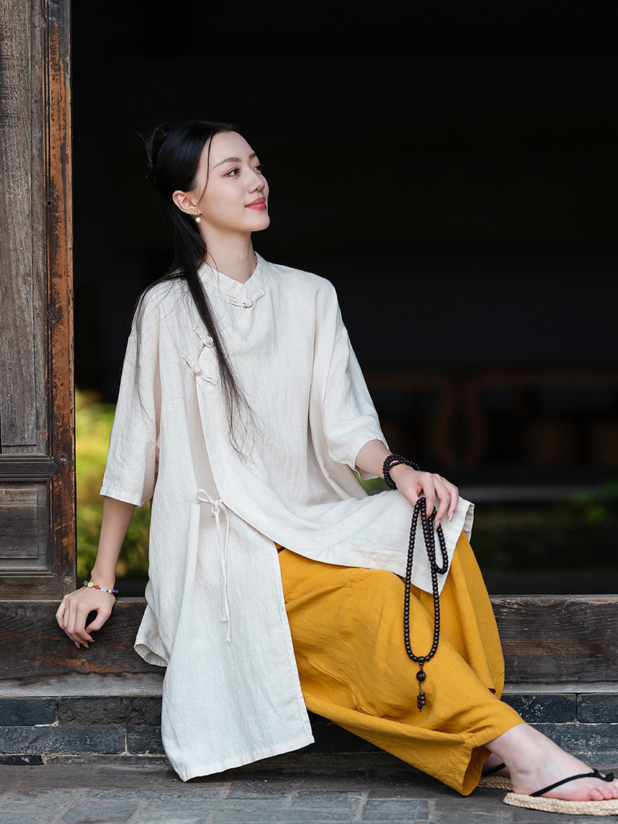 25 новых оригинальных китайских стильных храмовых монахинь униформа женская льняная тонкая буддийская дзен медитация практика дзен униформа