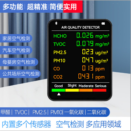 Air quality detector PM2.5 PM10 carbon monoxide carbon dioxide detector 6 in 1 5 in 1 patent