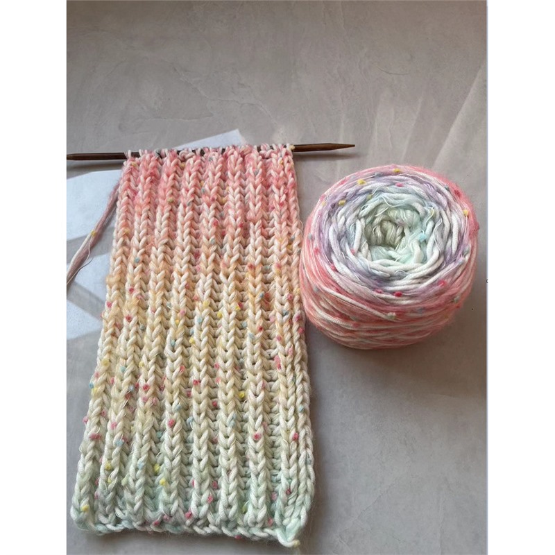 Rainbow Candy Scarf Handmade DIY Wool for Boyfriend Knitting Crochet Material Around Neck for Girlfriend