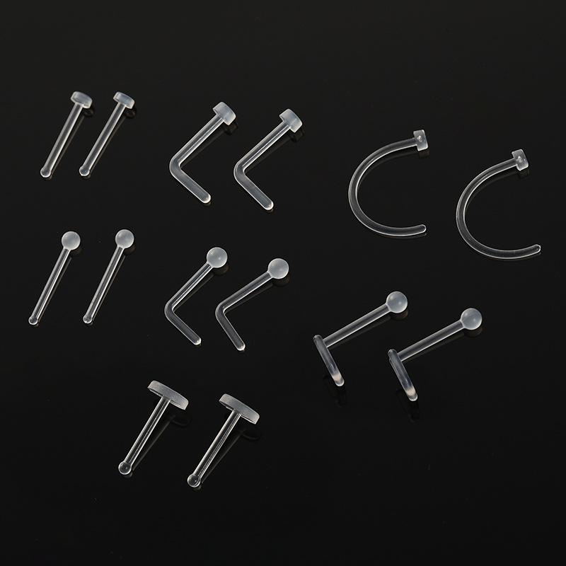 Прозрачный невидимый прямой стержень для губ, носа и ногтей, L-образный стержень, C-образный, ювелирные изделия из ПП