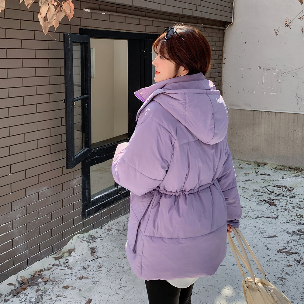 Y881 Slightly Fat Large Size Korean Style Commuting Style Thickened Warm Cotton Jacket Winter Jacket Temperament Solid Color Cotton Jacket-Bfd