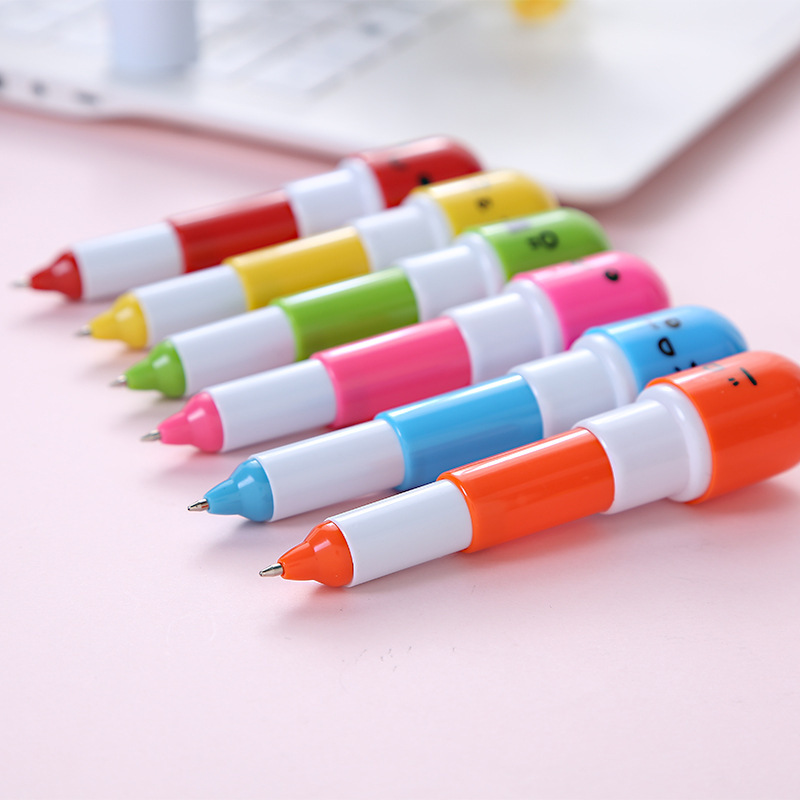 New Mini Smiley Face Expression Pill Pen Creative Retractable Capsule Pen Educational Student Stationery Gifts Wholesale in Stock