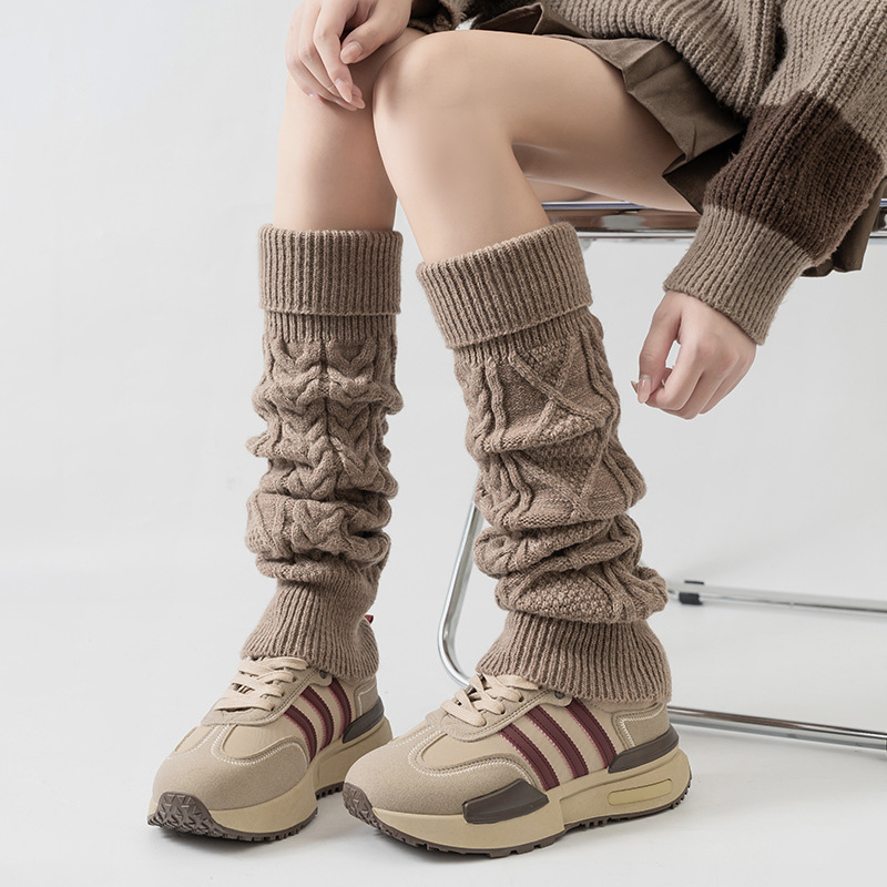Korean Dongdaemun Socks Women's Long Tube Boss Lady's Same Style Wool Knitted Sock Covers Leg Covers Thickened Calf Pile Socks