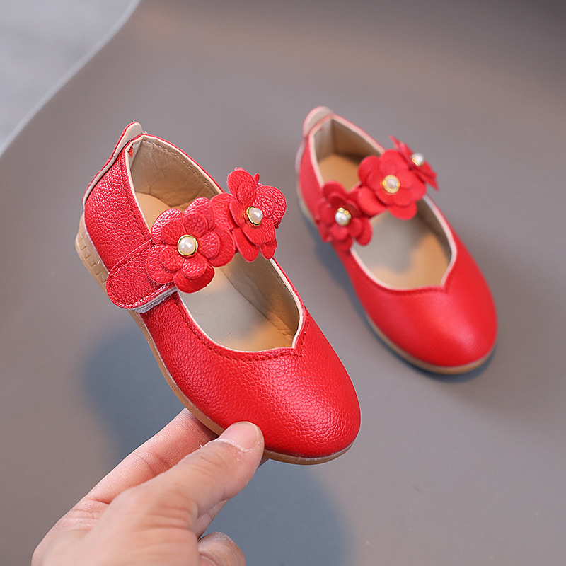 2023 Spring and Autumn New Korean Style Children's Shoes Soft-soled Flower Girl's Leather Shoes Big Children's Princess Shoes Baby Shoes