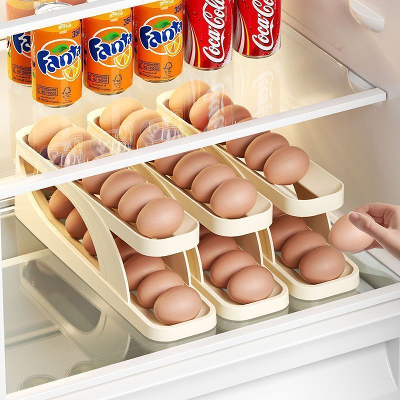 [Storage Artifact] Slide-Type Egg Rack, Double-Layer Rolling Egg Storage Box, Anti-Fall and Does Not Take up Space Hb