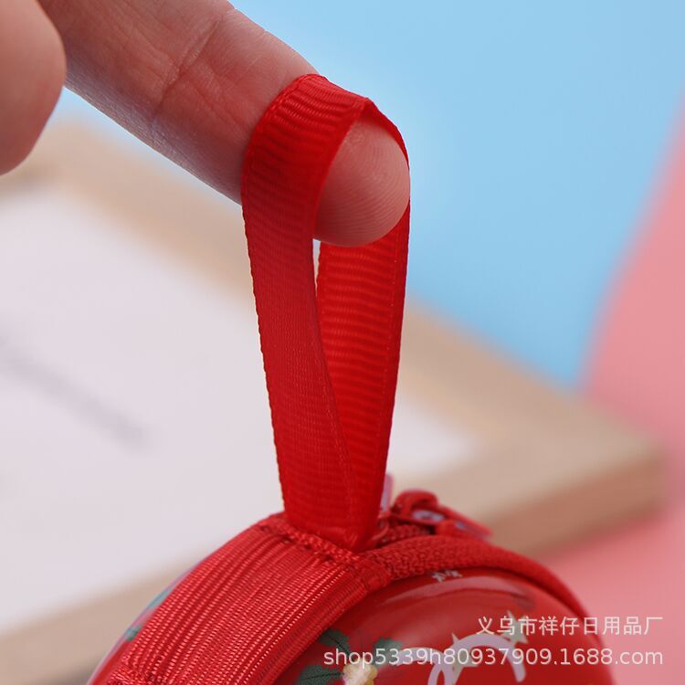New tinplate coin purse Christmas round zipper bag cartoon coin key storage bag earphone box wholesale