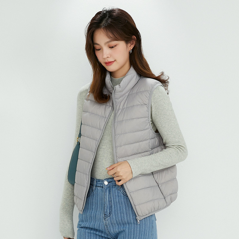 Spring Autumn Winter New Lightweight Down Jacket Short Waistcoat Vertical Collar Vest Down Jacket Women's Vest Sleeveless Down Jacket