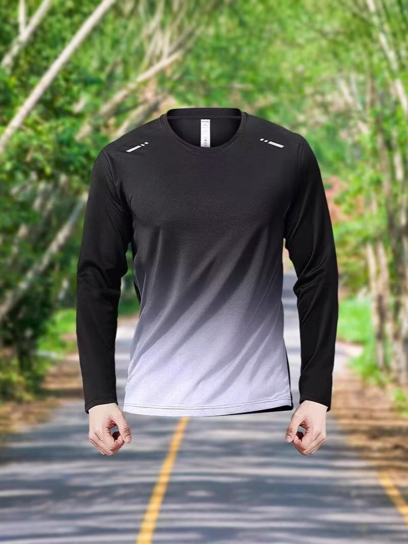 Спортивная быстросохнущая одежда, длинный рукав, футболка для мужчин, Ice Silk, защита от солнца, весна и осень, дышащая