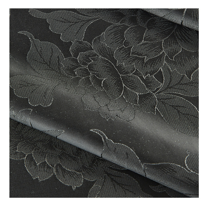 Black Silk Xiangyun Yarn Fabric Clothing Fabric Interwoven Pure Plant Silk Human Silk Flower Luo Jacquard Satin Thin
