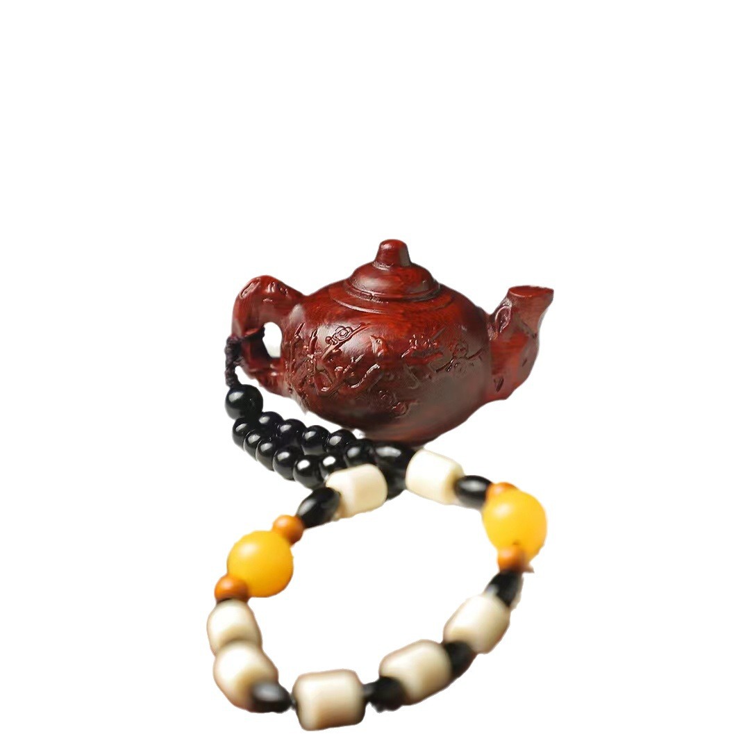 Small-Leaf Red Sandalwood Handle Piece, Fortune Pendant, Pixiu Toy Piece, Wen God of Wealth Pendant, Wooden Toy Crafts Wholesale