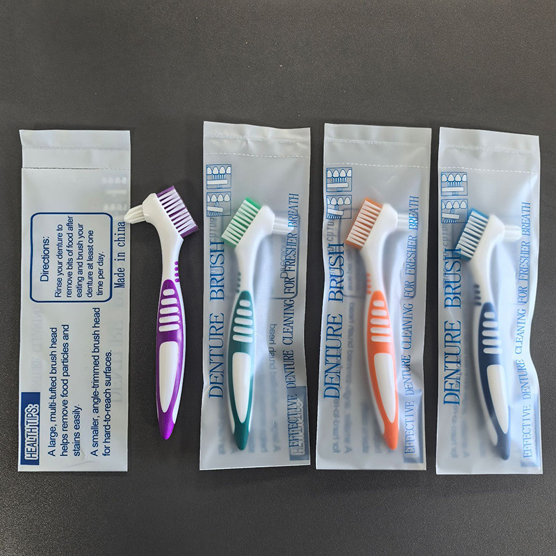 Manufacturer Supplies Colorful Fake Toothbrush, Denture Toothbrush, Denture Braces, Cleaning and Care, Double-Headed Brush, Cross-Border Popular Daily Necessities