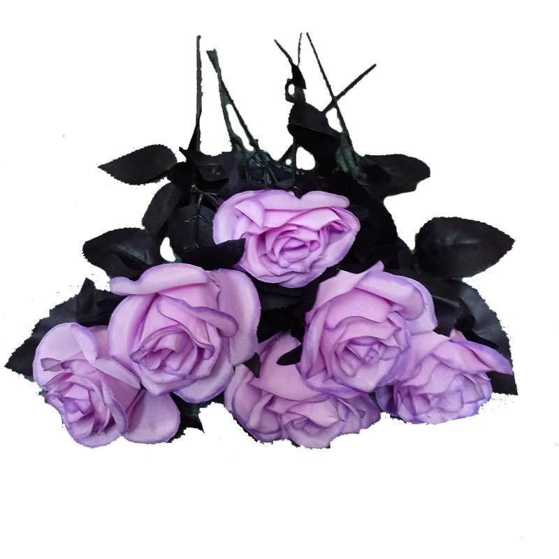 Black Simulation Rose Pumpkin Yellow Rose Planned Decorative Ornaments Flower-arranging Props Fake Flower Home Roses