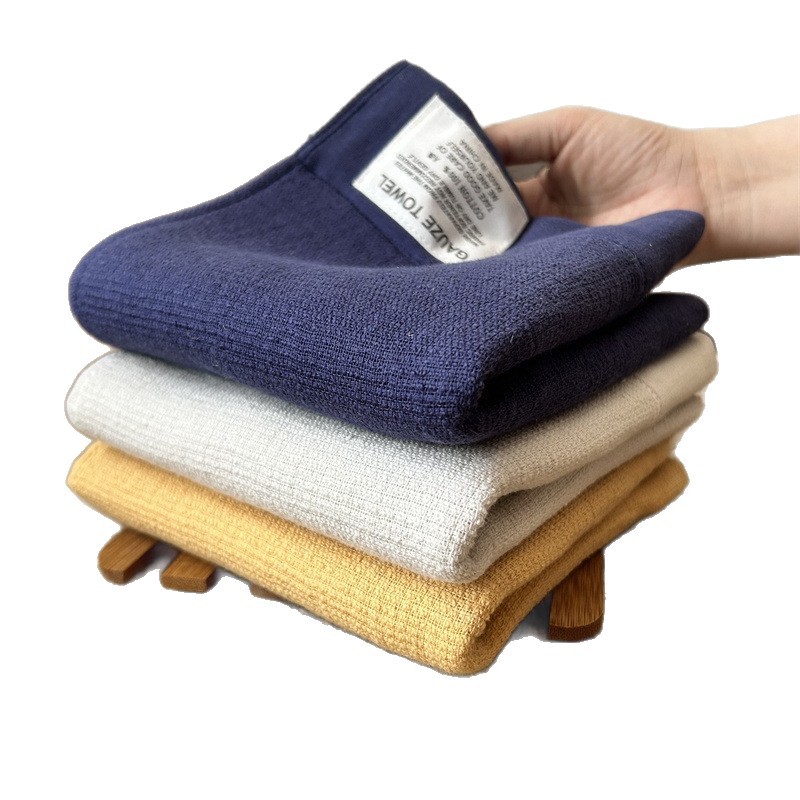 Foreign Trade New Air Cotton Gauze Towel Bath Towel Set Bath Cloth Plain Cotton Wrinkled Gauze Soft and Skin-Friendly