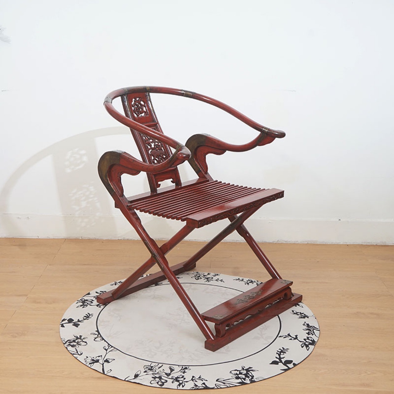 Three-piece set of chair folding Chinese antique furniture retro distressed plush chair Ming and Qing classical old object rosewood