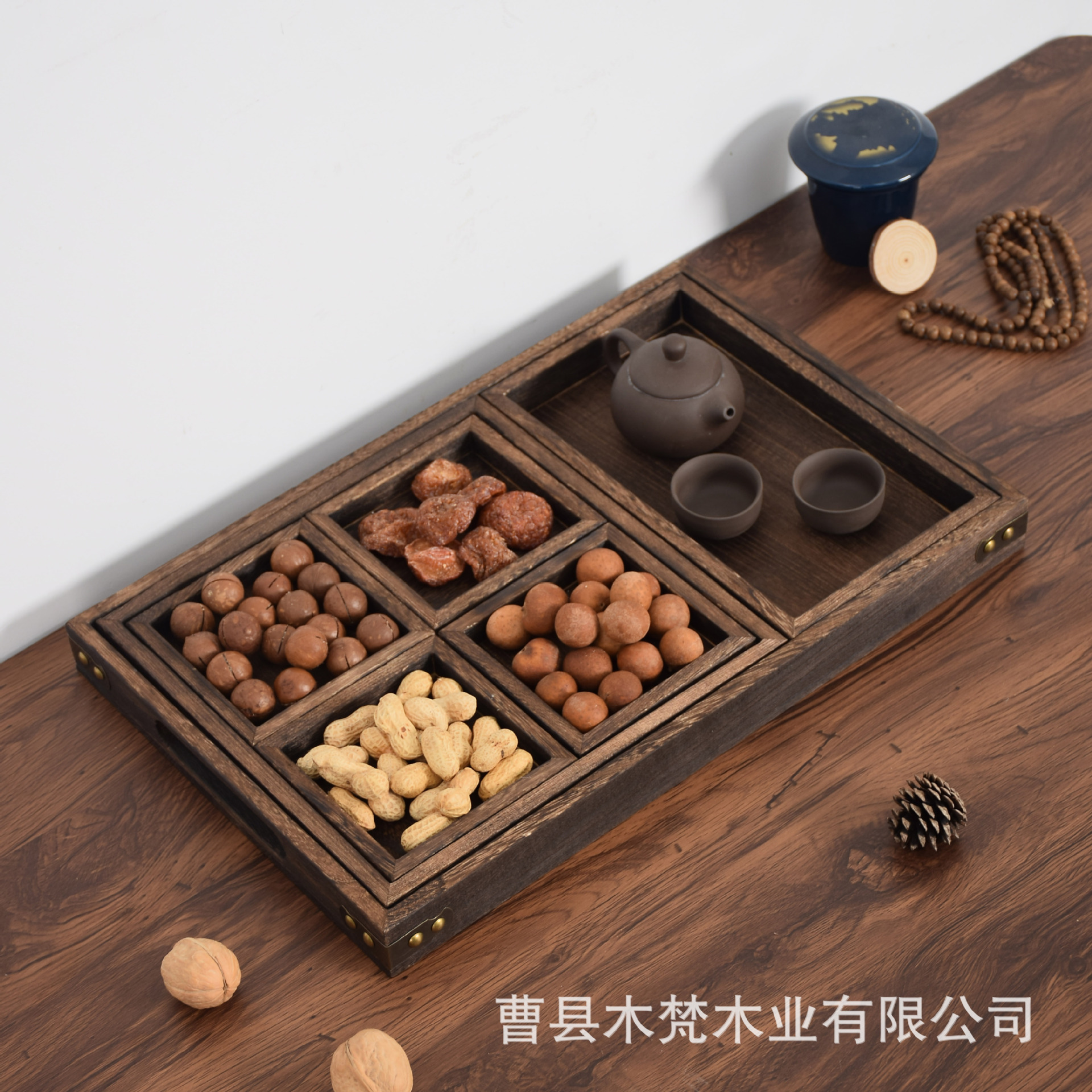 Деревянный чайный поднос поднос для послеобеденного чая для приготовления чая на плите массивный деревянный поднос набор из семи предметов из древесины тунга поднос для сухих фруктов