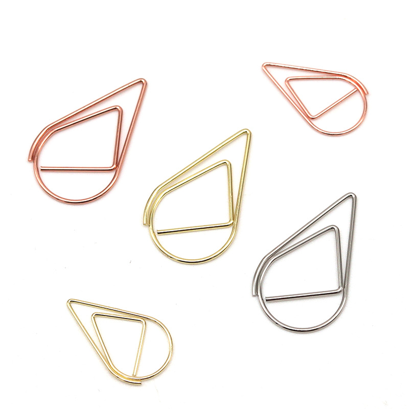 Cute Water Drops Paper Clip Office Supplies Creative Return Needle Return Needle Bookmark Golden Paper Clip
