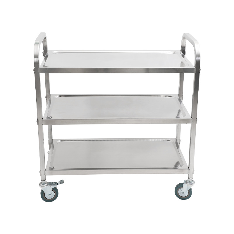 Stainless Steel Thickeneded Square Tube Push Dining Cart Hotel Restaurant Cart 3-layer Four-wheel Removable Disassembly Dining Cart