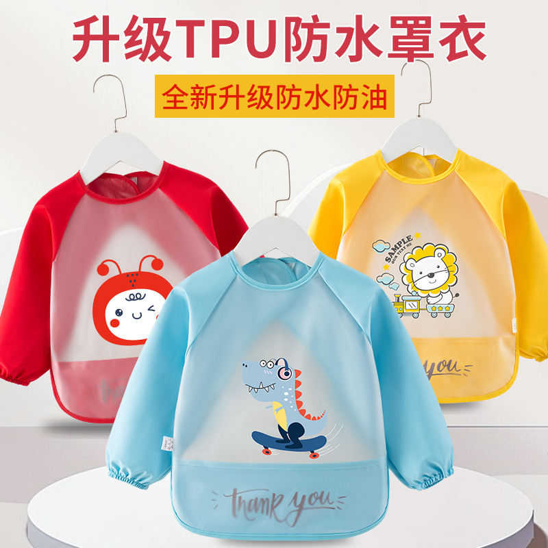 Новый комбинезон для кормления, водонепроницаемый, против загрязнений, фартук для мальчиков и девочек, с длинным рукавом