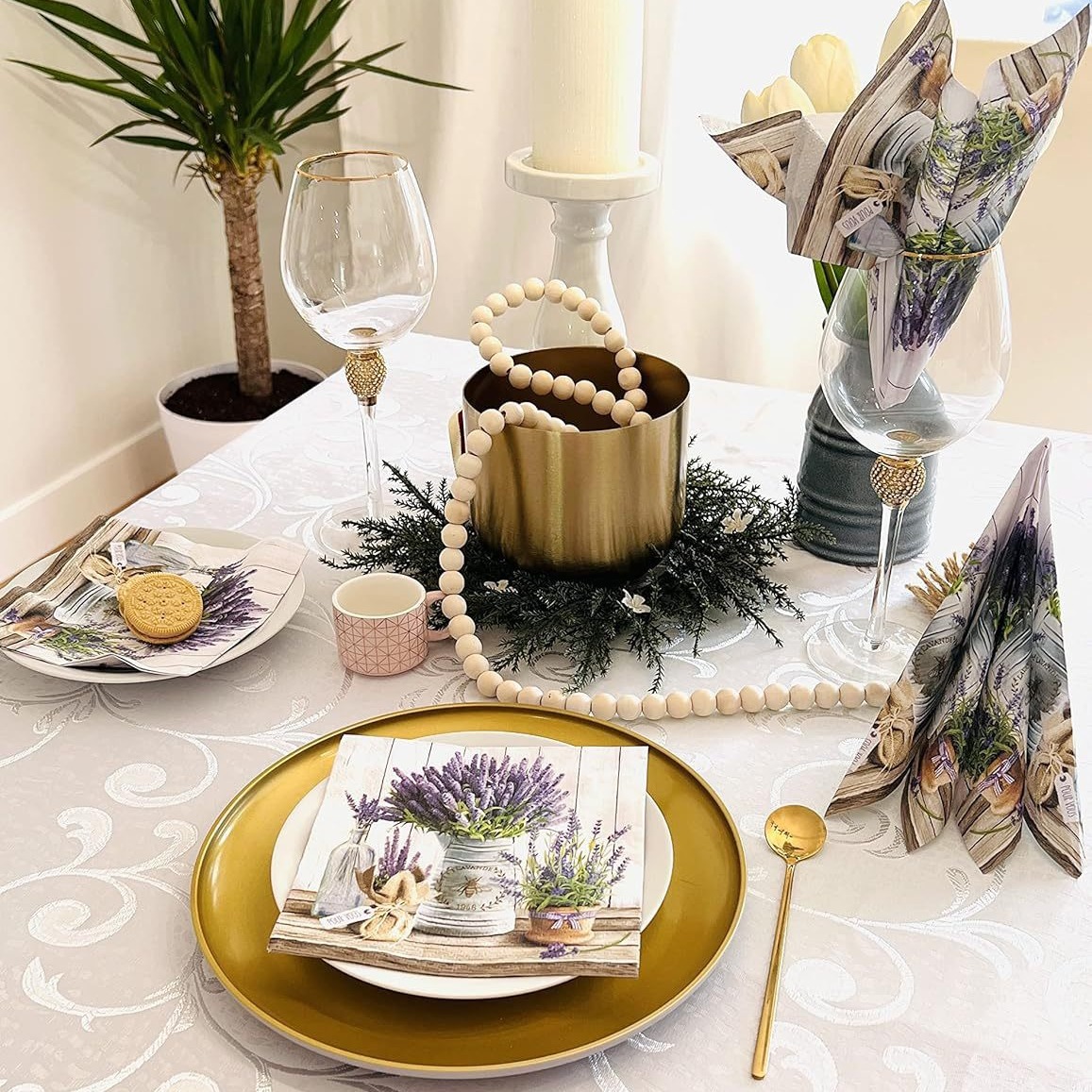 Temu New Retro Printed Napkins Cross-Border Export Kitchen Table Decoration Square Napkins Double-Layer Square Napkins
