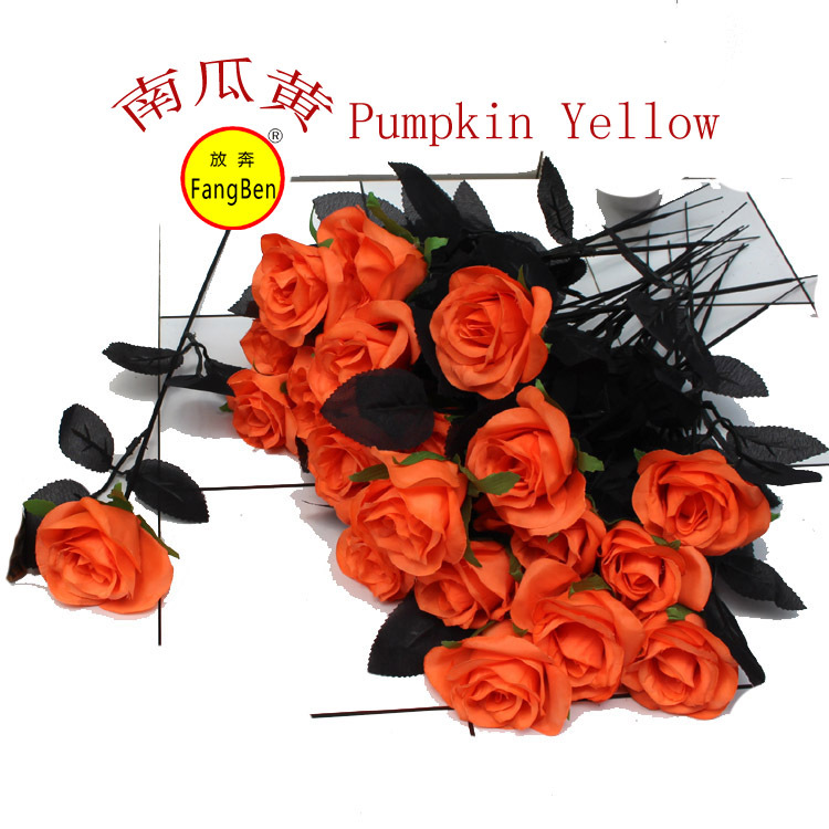 Черная симуляция розы Тыквенно-желтая роза Запланированные декоративные украшения Реквизиты для аранжировки цветов Фальшивые цветы Домашние розы