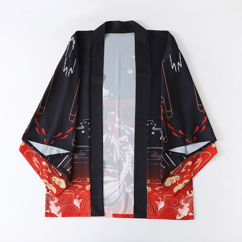 2021 Amazon new carp digital printing Japanese Harajuku kimono robe cloak pajamas cardigan