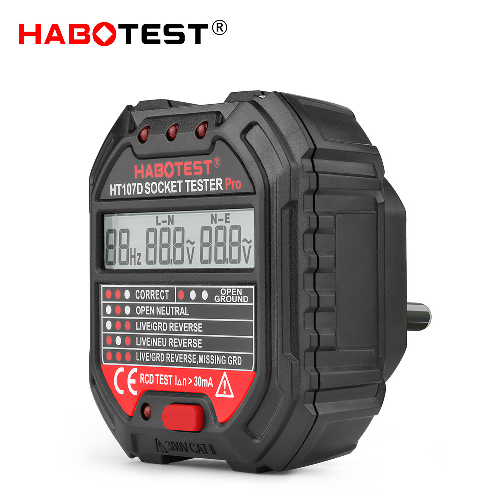 Habotest Factory Store Ht107D Multi-Function Digital Display Socket Tester Electrician Ground Wire Detector Plug