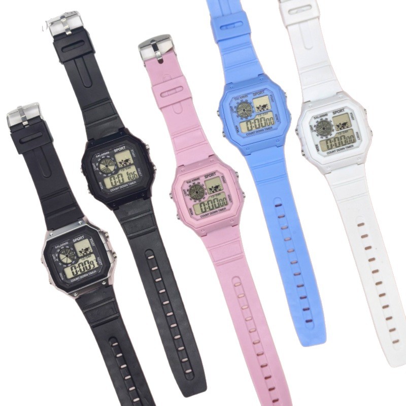 Student Watch, Outdoor Sports Multi-Functional Small Square Electronic Watch for Men, Korean Style Simple and Fashionable Electronic Watch for Women