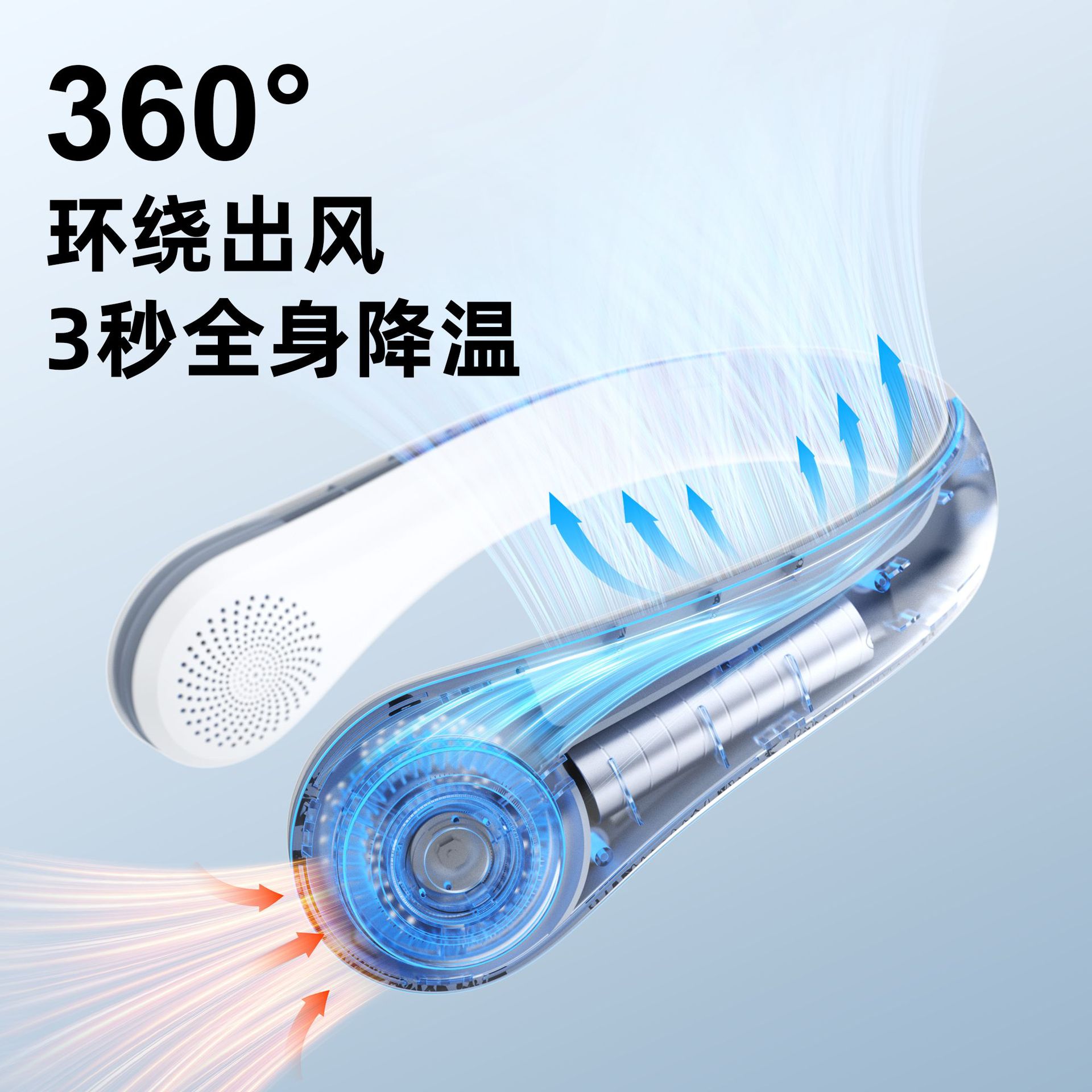 Cross-Border Popular Neck-Hanging Fan, Brushless Gift Mini Fan, USB Rechargeable Long-Lasting Fan, Silent