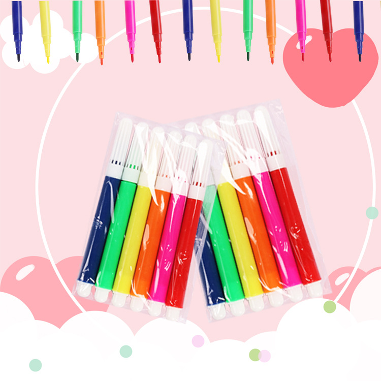 12-Color 6-Color Watercolor Pens for Kindergarten Mini Coloring and Painting Watercolor Pens, Colored Pens for Doodling and Drawing Stationery