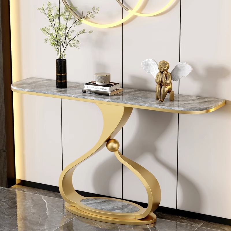 Italian Light Luxury Rectangular Rock Board Entrance Table Simple Art Corridor Wall Shelf End View Table Entrance