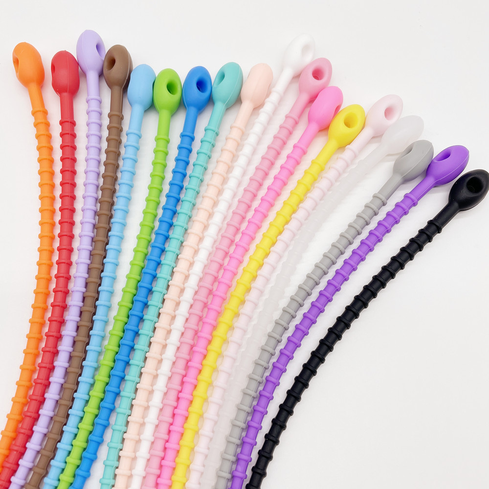 Color Silicone Cable Tie Storage Rope Data Cable DIY Keychain Accessories Silicone Cable Strap Color Lanyard