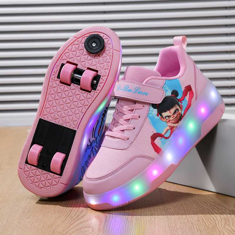 Maisu Tiger Factory Direct Sales Kidsren's Heelys Shoes Girls Pulleys Boys Four-wheel Youth Explosive Shoes Luminous Skating